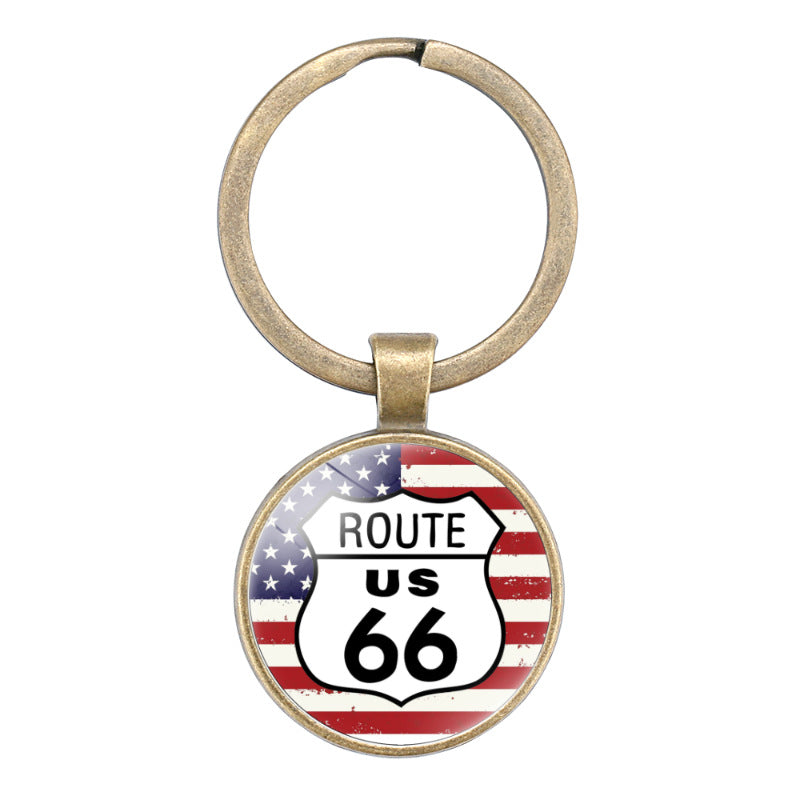 Wholesale of New Highway Flying Road Retro Alloy Keychains